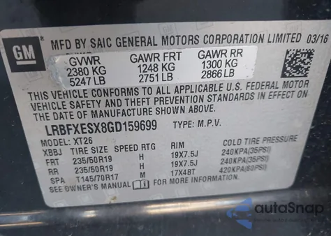 2016 Buick Envision Premium I from USA, damaged, VIN LRBFXESX8GD159699